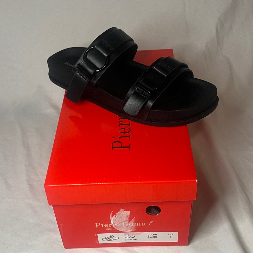 Pierre Dumas Black Slide Sandals